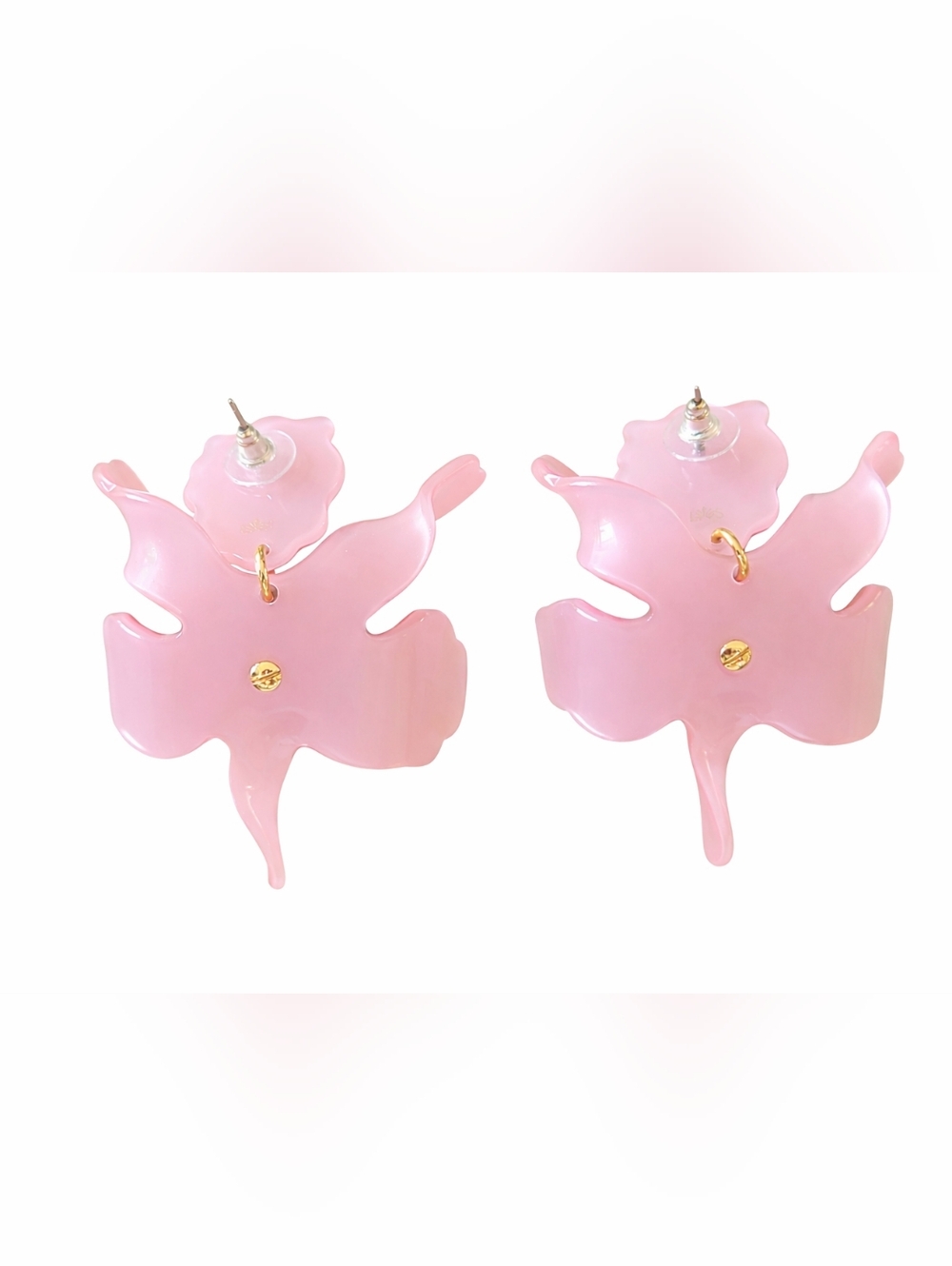 Lele Sadoughi Pink Lily Drop Earrings Statement Floral Crystal Earrings - Picture 3 of 5